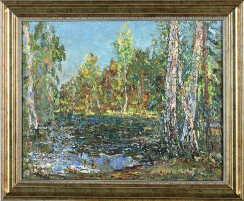 Безикович Борис Николаевич. Пейзаж с березами